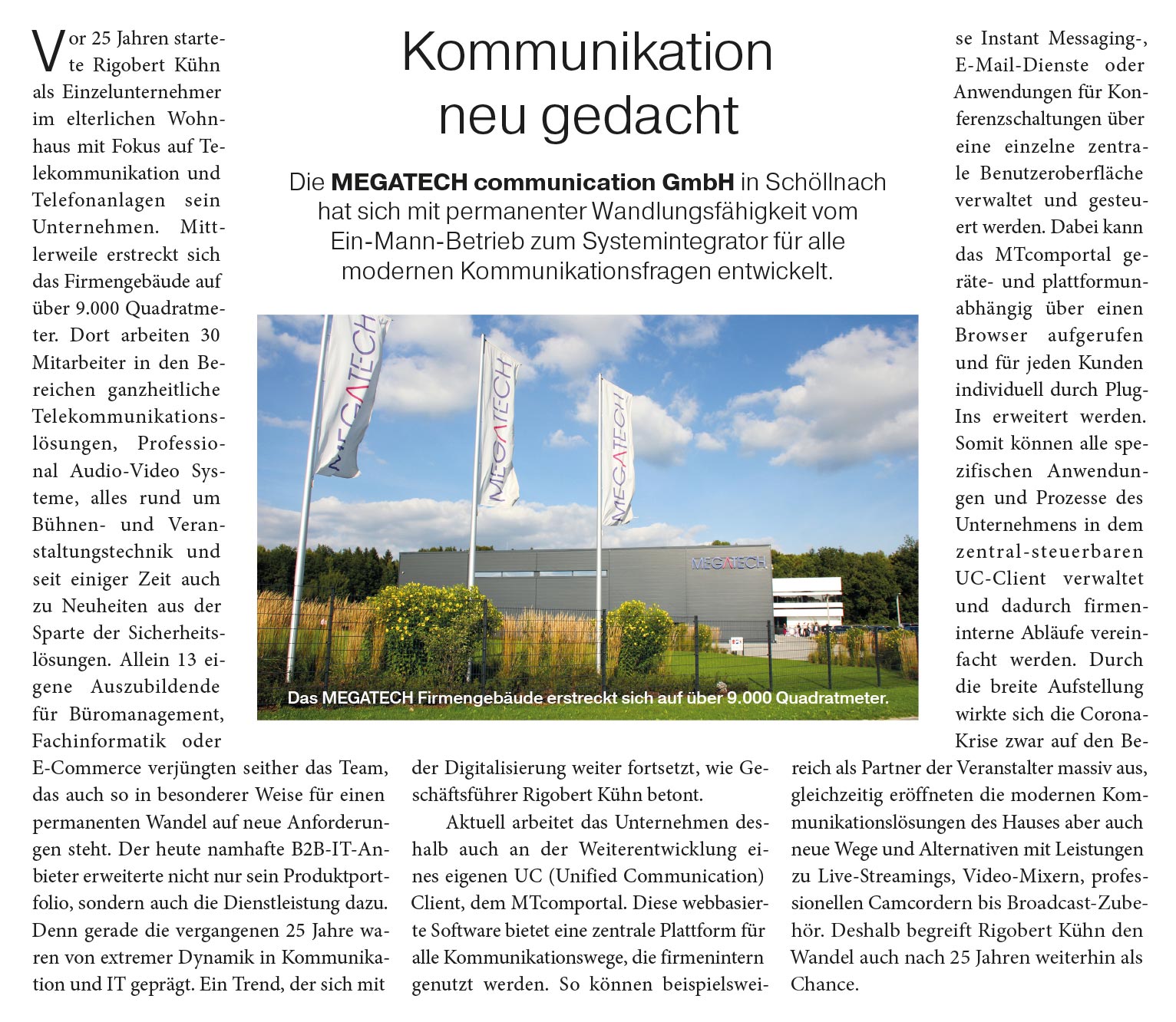 IHK-Artikel zum MEGATECH Jubiläum